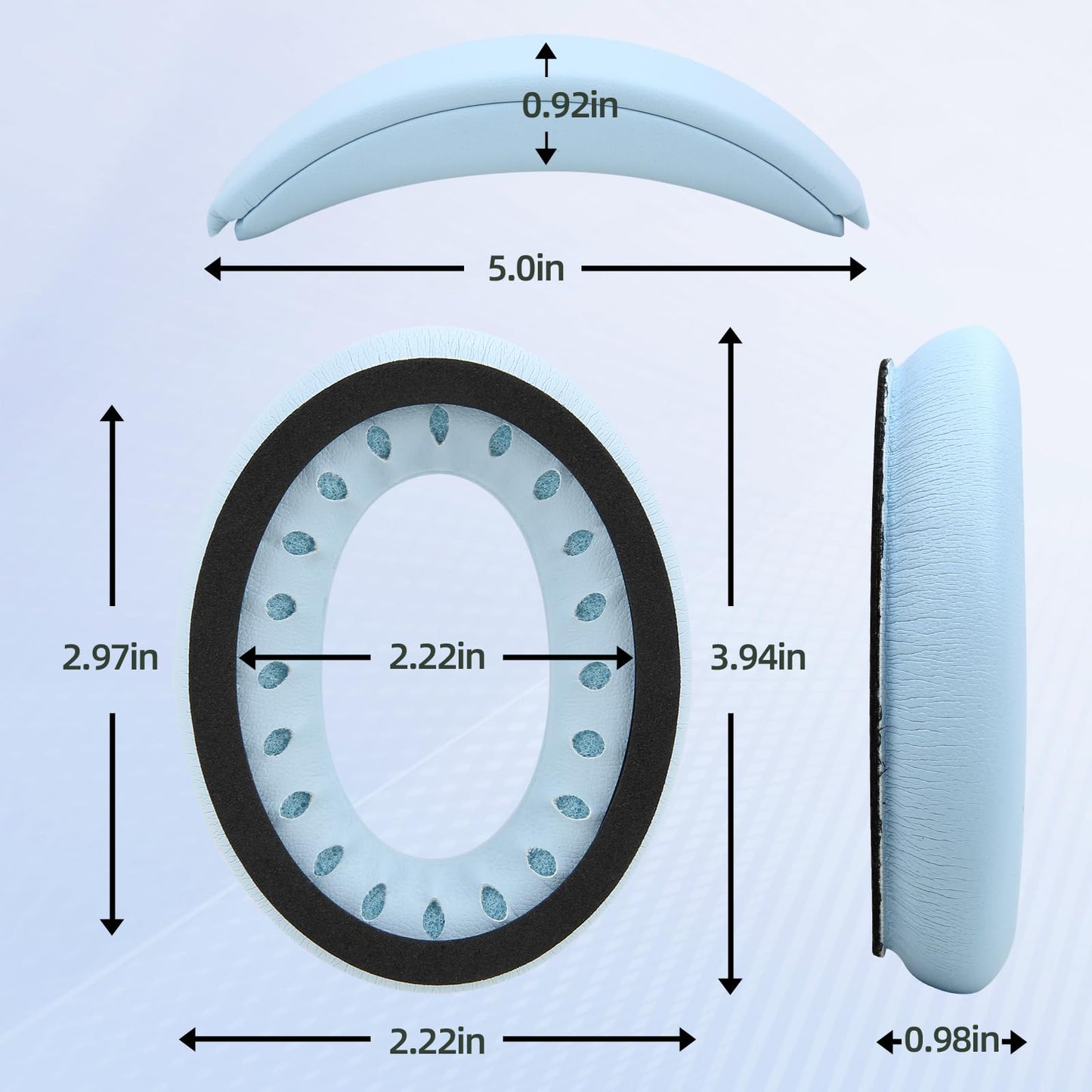 Laselan Earpads and Headband Cover Ear Muffs for Bose QC35 QC45 Headphones Accessories with Protein Leather& Memory Foam (Sky Blue)