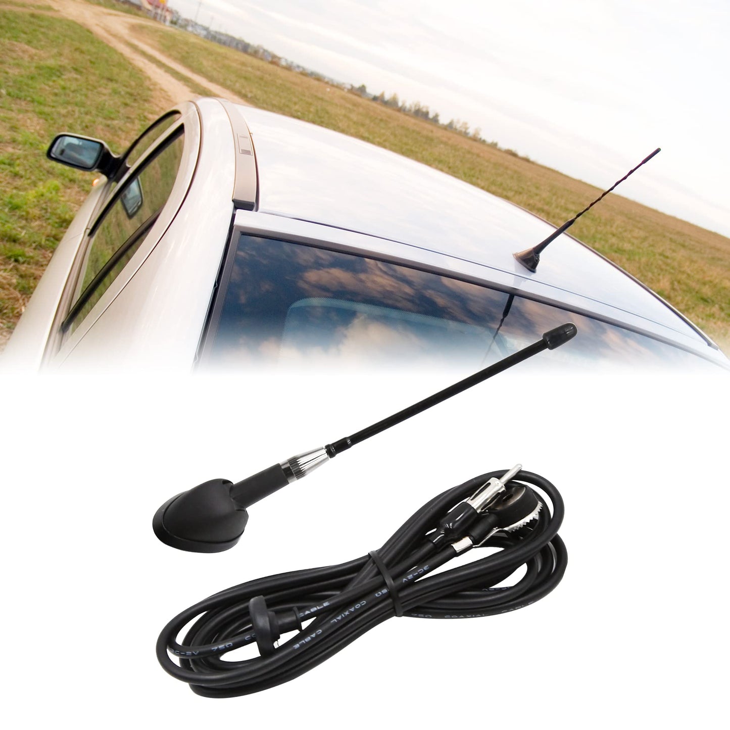 uxcell Universal Black Car Vehicle Roof Mount Radio FM AM Antenna Aerial
