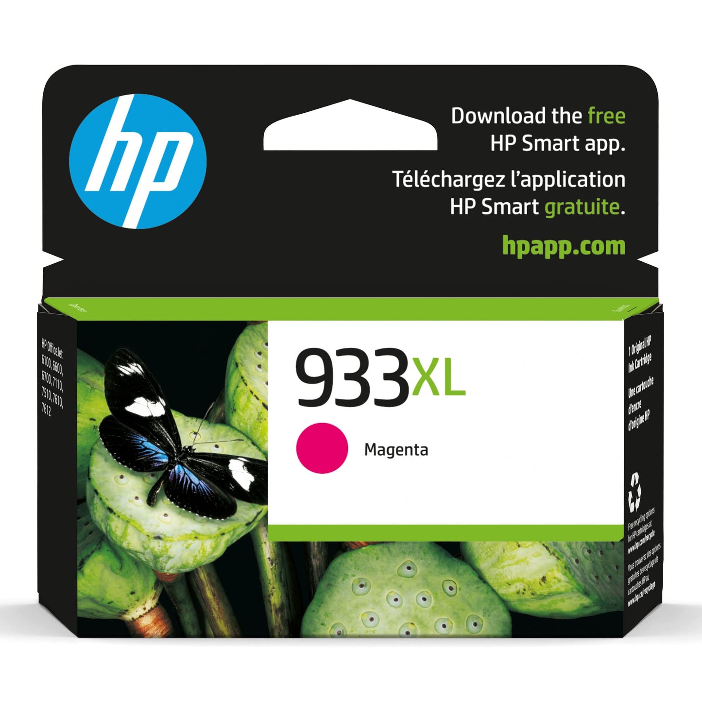 HP 933XL Magenta High-Yield Ink Cartridge | Works with OfficeJet 6100, 6600, 6700, 7110, 7510, 7610 | CN055AN