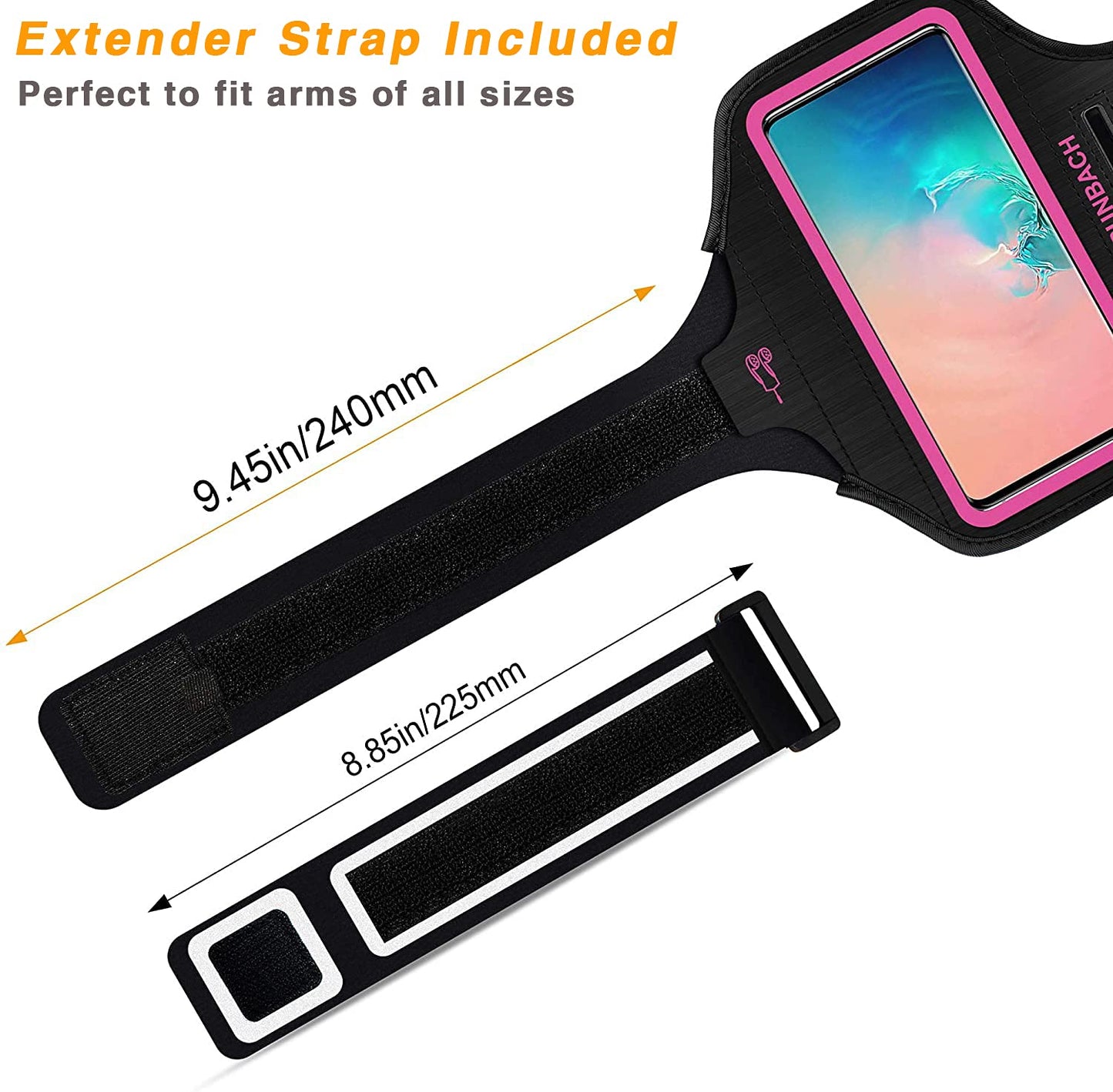 RUNBACH Armband for Samsung Galaxy S26/S25/S24/S23/S22/S21/S20/S10/S9/S8 up to 6.2",Water Resistant Running Exercise Gym Bag with Card Slot and Key