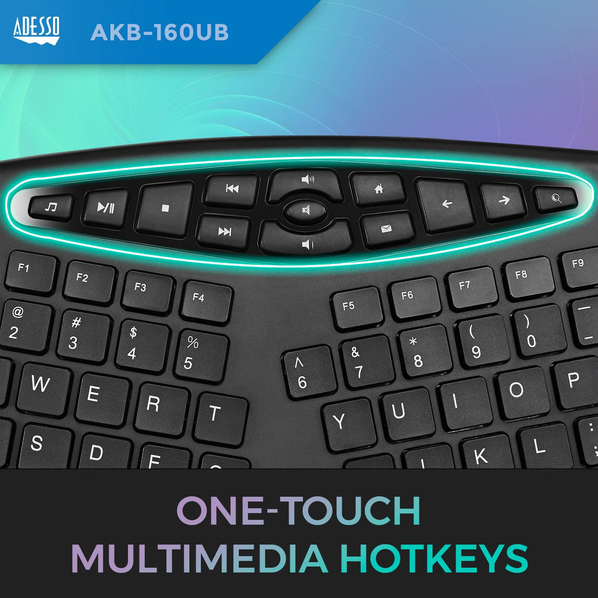 Adesso AKB-160UB Wired Ergonomic Keyboard