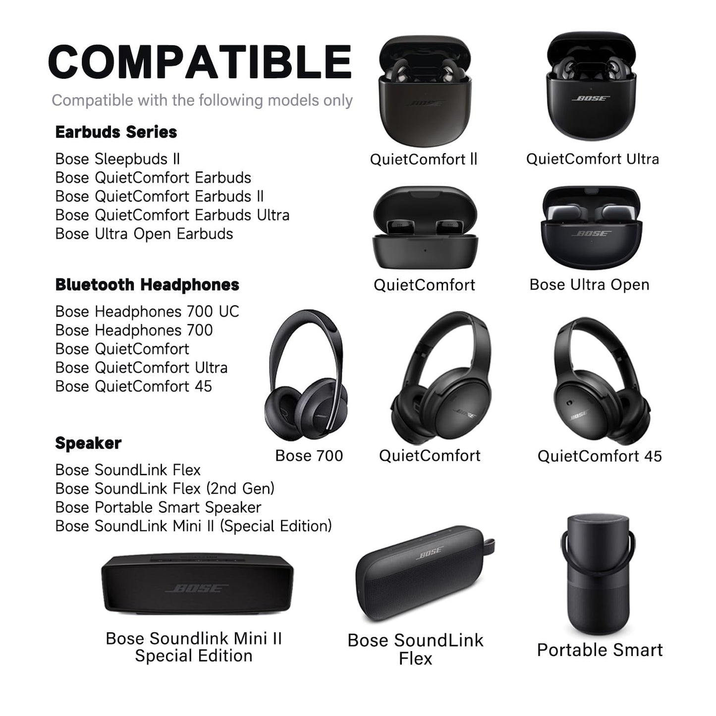 USB C Charger Cable Compatible for Bose QuietComfort Ultra/II, Ultra Open Earbuds, Bose 700 UC, QuietComfort Ultra, QC 45 Headphones, SoundLink