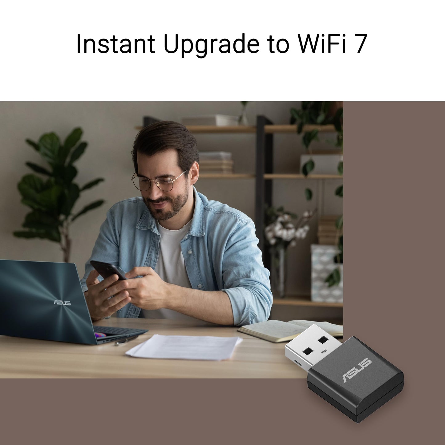 ASUS Tri-Band WiFi 7 Nano USB Adapter (USB-BE92 Nano), 6GHz Band, Support 4096-QAM, Plug and Play, Compatible with Windows® 10 & 11, TAA Compliant
