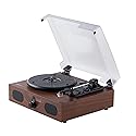 Amazon Basics Desktop Vinyl Record Player Turntable with Bluetooth Playback, Built-in Speakers, 3-Speed, Wireless Playback, Black