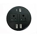 Desktop Power Grommet Outlet Data Center 3" Hole No Drilling Required, 3 Outlet W/ 1 Type-C Fast Charging/3 USB Ports (DC-8889-4 USB/3 Power-3"