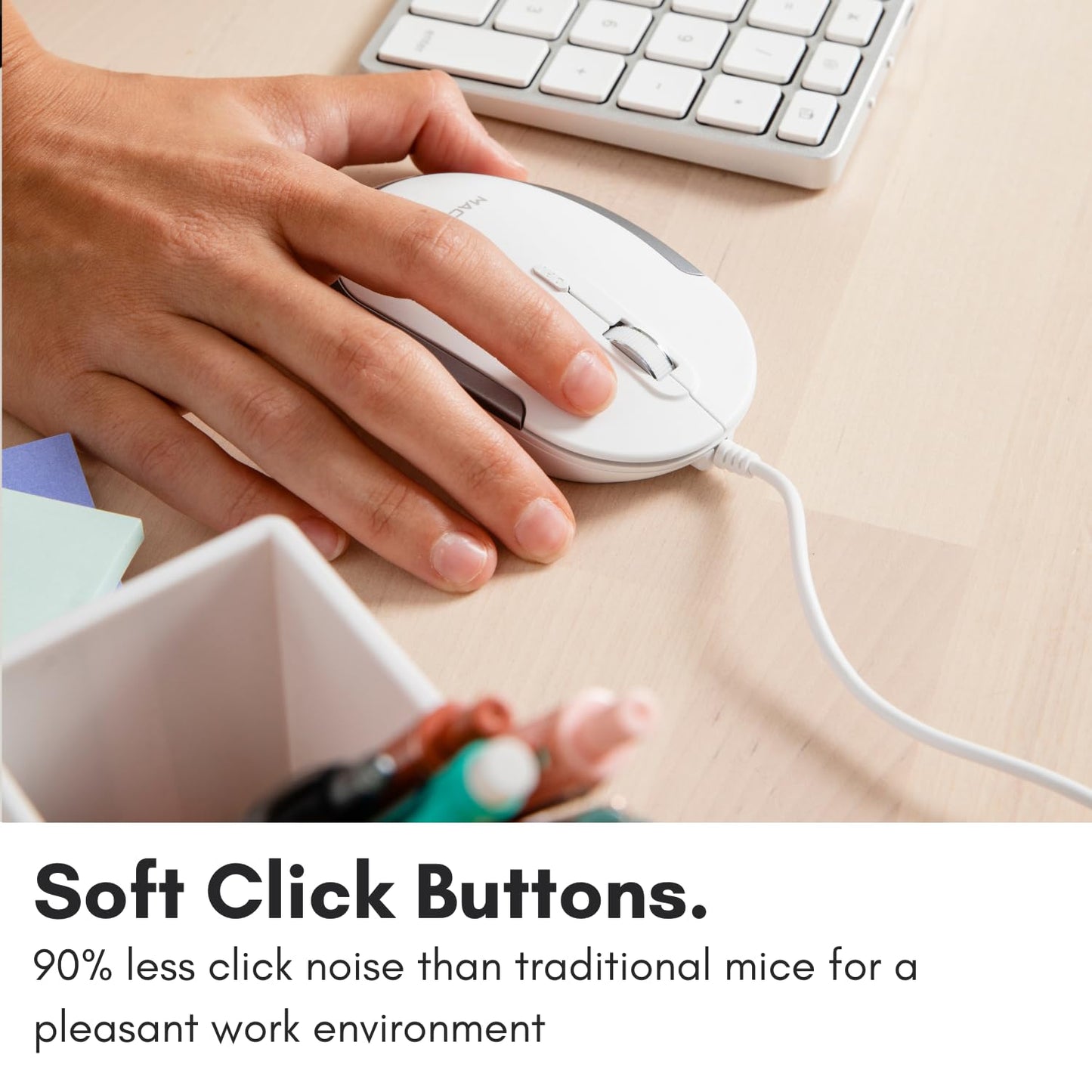 Macally Silent Wired Mouse - Slim & Compact USB Mouse for Apple Mac or Windows PC Laptop/Desktop - Designed with Optical Sensor & DPI Switch - Simple