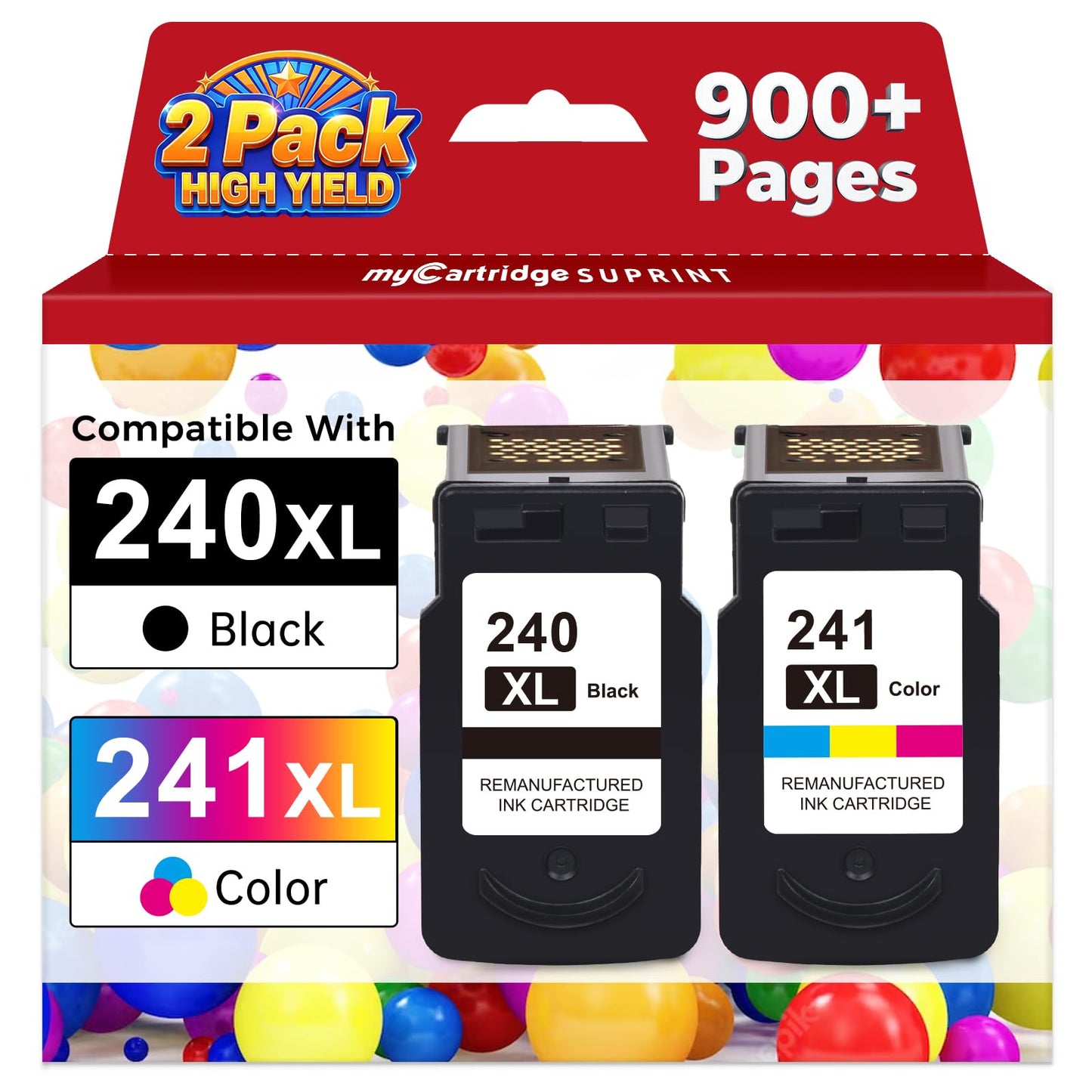 PG-240 XL/CL-241 XL Ink Cartridges Replacement for Canon 240XL 241XL Combo Pack 240 241 for Canon PIXMA MG3620 TS5120 MG3520 MG3600 MG3220 MX472