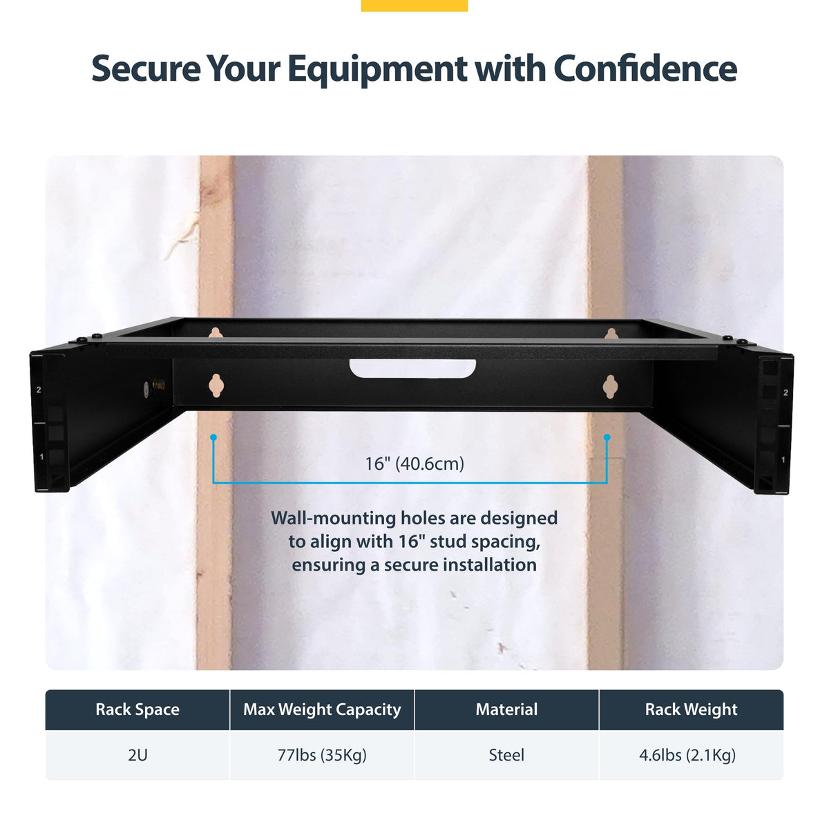 StarTech 2U 19" Wall-Mount Network Rack, 14", 77 lb (RACK-2U-14-BRACKET)