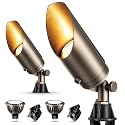 HIBOITEC Solid Brass Outdoor Landscape Spotlights, 12V Heavy Duty Low Voltage Landscape Lighting, LED Spot Light Fixture Waterproof, Classic Bronze