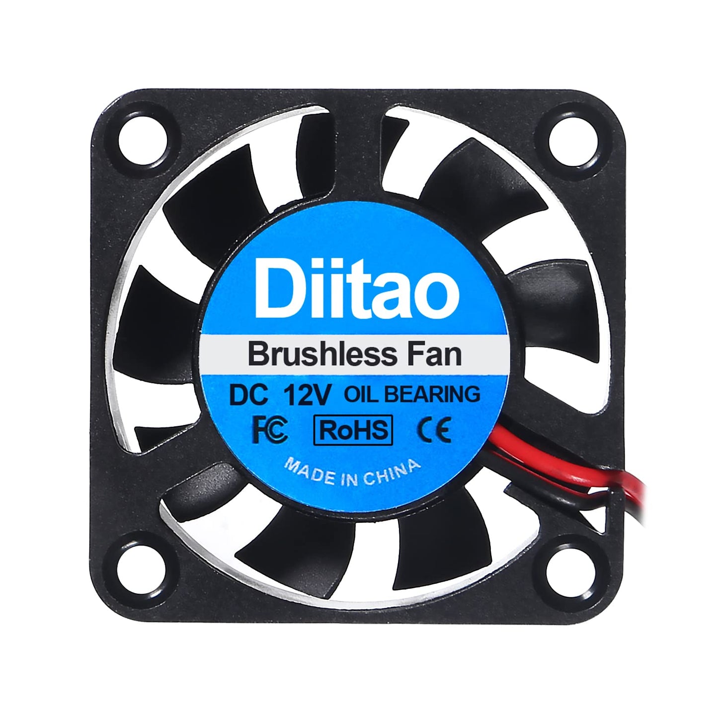Diitao 5PCS DC 12V 40 x 10mm Brushless Cooling Fan 4010 Fan 3D Printer Oil Bearing Fans with 2 Pin Terminal for Computer Case 3D Printer(DC 12V)