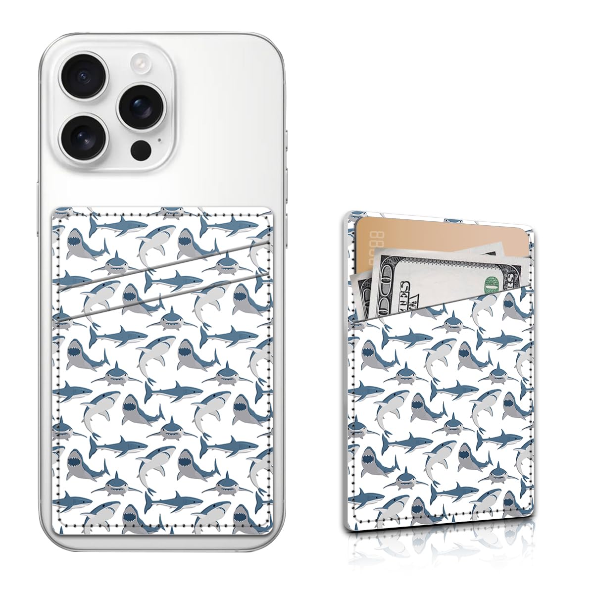 Aeltrp Phone Card Holder, Dual Pocket Leather Phone Wallet Adhesive Stick On, Cute Card Holder, Credit Card Holder for Phone Case Compatible with Most