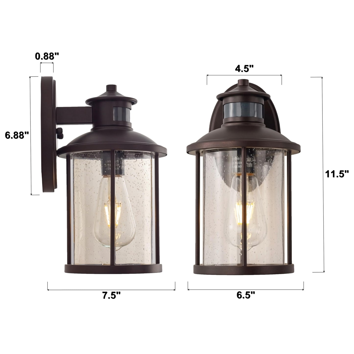 MICSIU Bronze Outdoor Wall Light, Bronze, 2 Pack H11.5