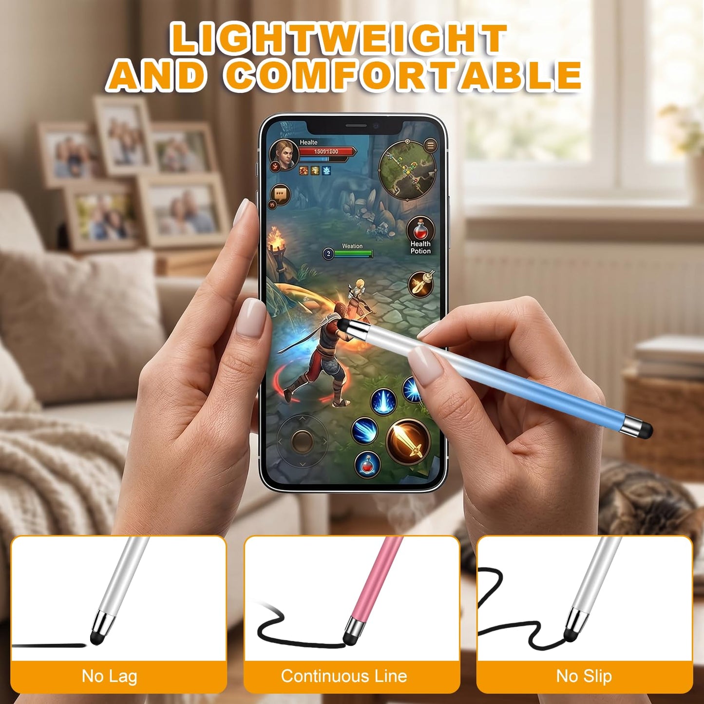 Stylus (3 Pcs), 2-in-1 Stylus Pen for Touch Screen, High Precision and Sensitivity, Suitable for iPad/iPhone/Samsung/Android Smartphone and Tablets