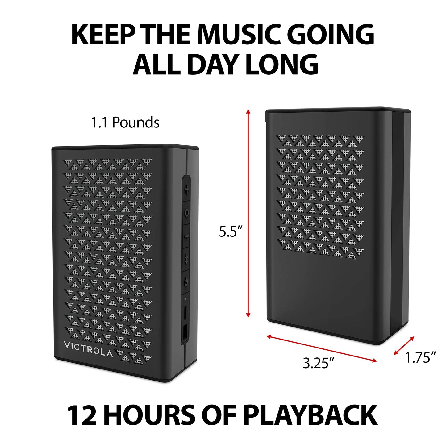 Victrola Music Edition 1 - Portable Bluetooth Speaker, IP67 Water and Dust Resistant, 12 Hour Battery Life, Multi-Speaker Pairing, Premium Sound