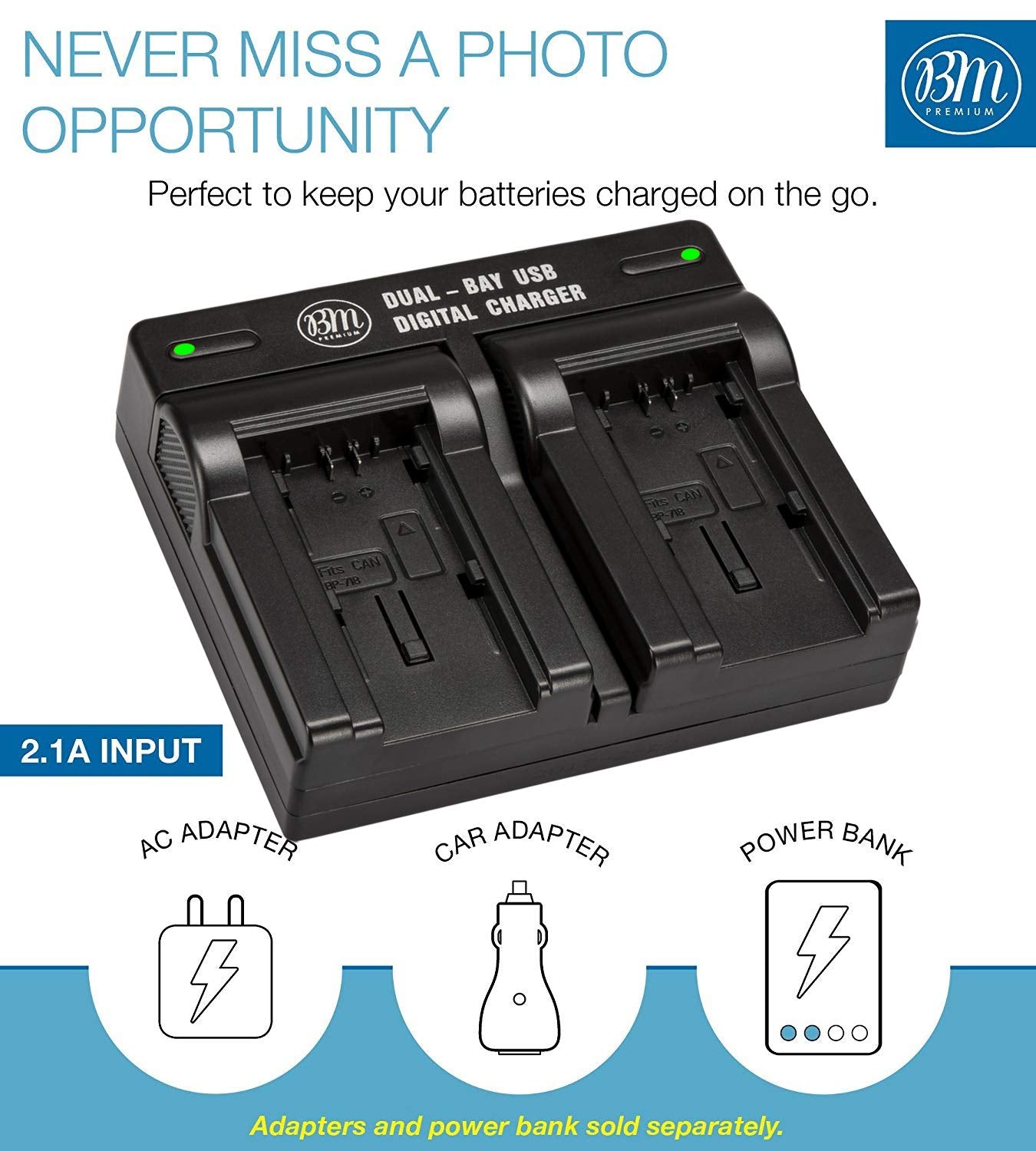 BM Premium 2 BP-727 Batteries and Dual Charger for Canon Vixia HFR80 HFR82 HFR800, HFR70, HFR72, HFR700, HFR32, HFR300, HFR40, HFR42, HFR400, HFR50