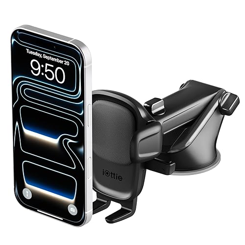 iOttie Easy One Touch Signature Dashboard & Windshield Universal Car Mount Phone Holder Desk Stand with Suction Cup Base and Telescopic Arm