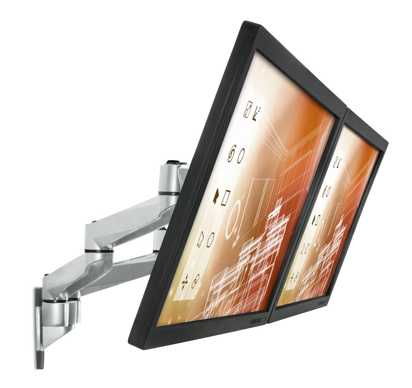 Mount-It! Dual Full Motion Monitor Wall Mount, Compatible with VESA 75 and 100, Fits Computer Screens 19, 20, 21, 24, 27, 30 Inches, Silver (MI-43114)