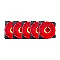 Apevia CO512L-RD Cosmos 120mm Red LED Ultra Silent Case Fan w/ 16 LEDs & Anti-Vibration Rubber Pads (5 Pk)