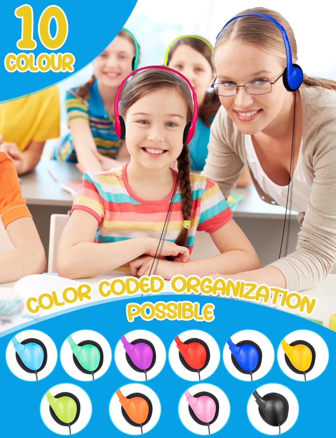 ZNXZXP 30 Pack Headphones Bulk for School Classroom,Wired Headphones for Students Teens boy Girl, Wholesale 3.5mm Jack for Library Airplane (Mixed…