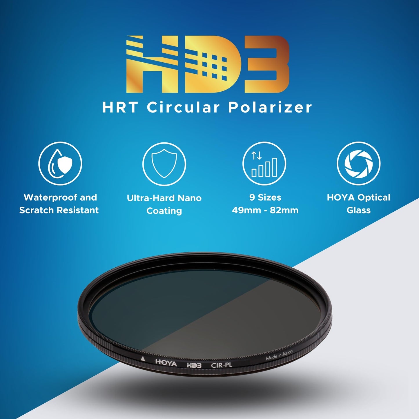 Hoya HD3 HRT Circular Polarizer - 55mm - Re-Certified for 100MP+ Cameras with Ultra-Hard Nano Coating Technology and High Rate Transmission Film