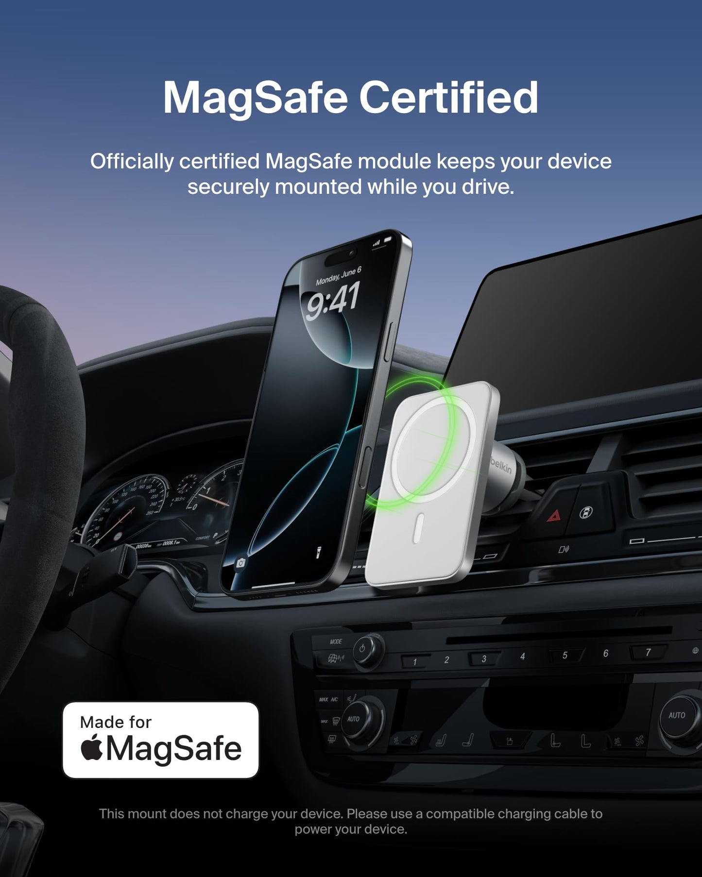 Belkin MagSafe Vent Mount Pro - MagSafe Phone Mount for Car, Magnetic Phone Holder Compatible with iPhone 17, 16, 15, Series, 14 Series, Pixel 10
