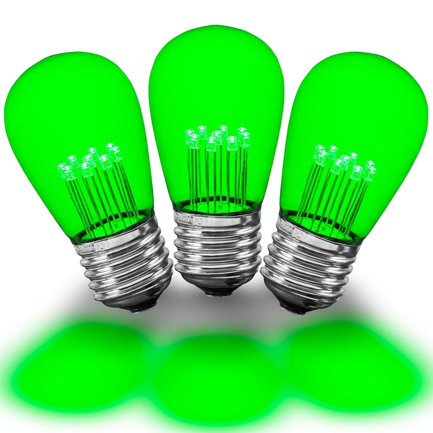 Novelty Lights 5 Pack Green LED S14 Outdoor Patio Edison Replacement Bulbs