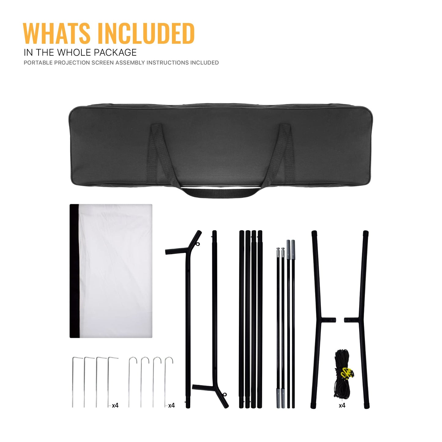 KHOMO Gear Portable Projector Screen - 100 Inch Projector Screen with Stand - Outdoor and Indoor Projector Screen for Movie Nights, Home Theatre,