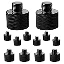 5Core 12Pcs Mic Stand Adapter Aluminum 5/8" Male - 3/8" Female Screw Adapter Microphone Stand Clips Mic Stand Holder Adapter - MS ADP M BLK 5838