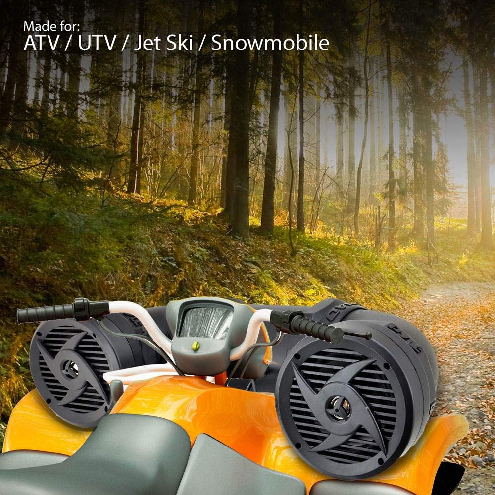 Pyle Waterproof Marine ATV Powered Speakers - 500W UTV Bluetooth Sound System All-Terrain Sound ATV Speakers w/ AUX 3.5mm, 6.5” Dual Audio Sound