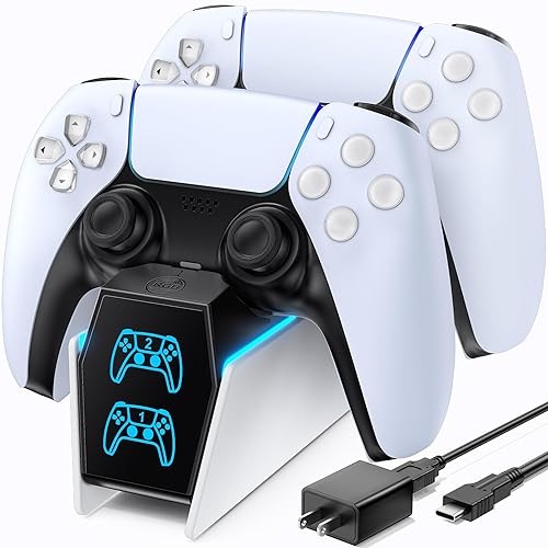 OIVO PS5 Controller Charger with Fast Charging AC Adapter, PS5 Controller Charging Station Stand for PlayStation 5, Docking Station Replacement for PS