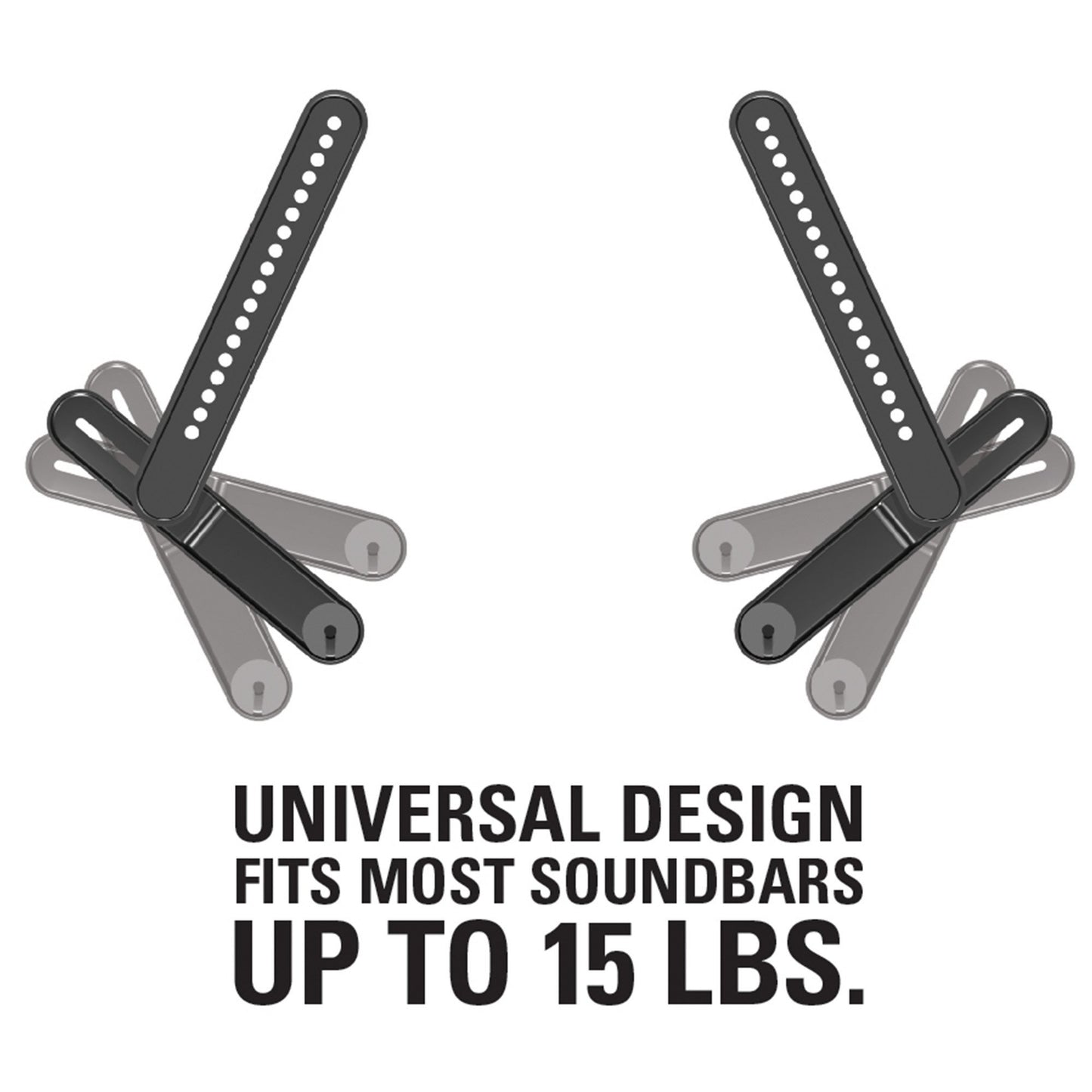 Sanus Soundbar Mount for Most Soundbars up to 15 lbs - Features Simple Install and Tool-Free Adjustments - Compatible with Most TVs and Mounts