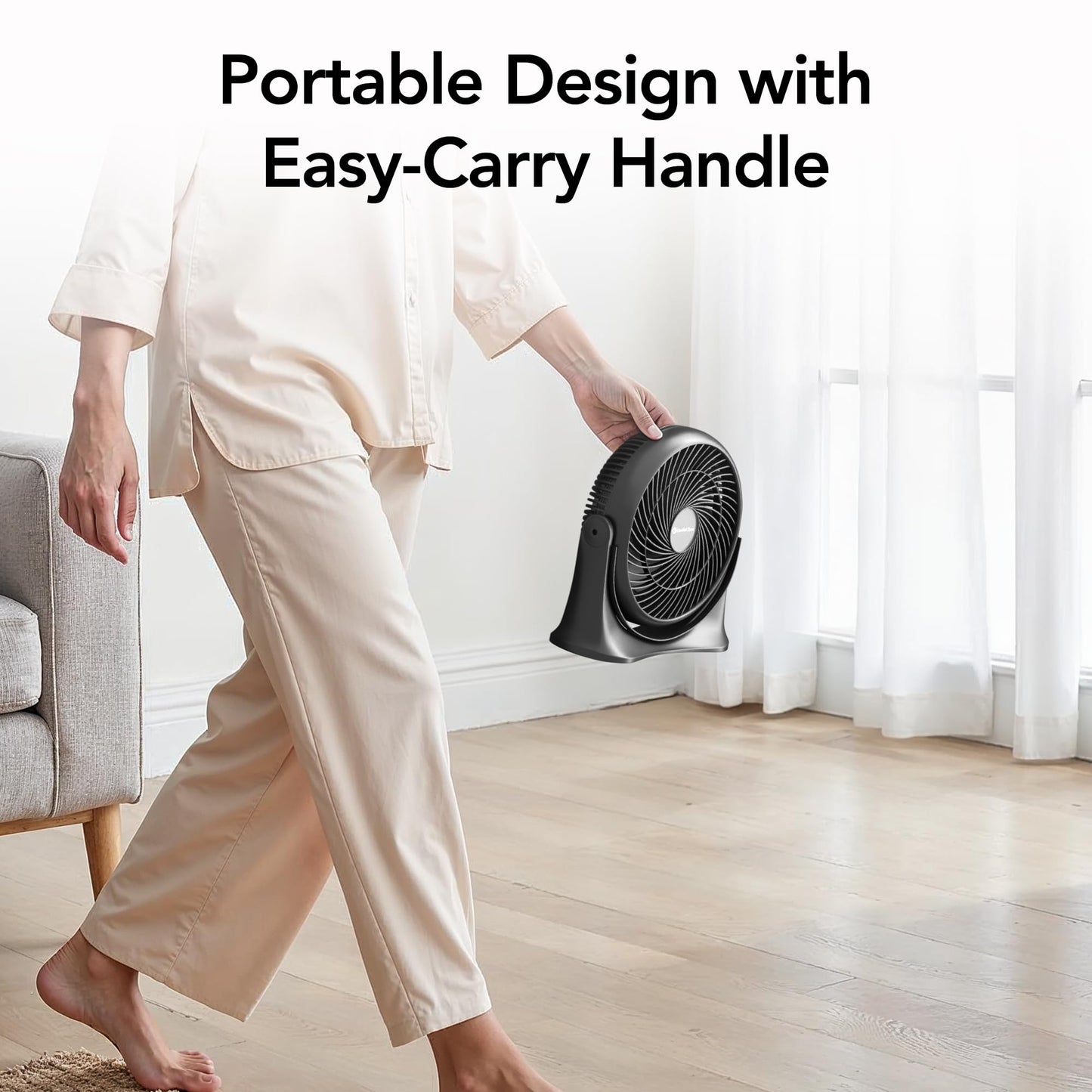 Comfort Zone 11-Inch Tabletop Air Circulator Fan - Quiet 3-Speed Personal Desk Fan with 7-Inch Blades, 90° Adjustable Tilt for Home, Office,