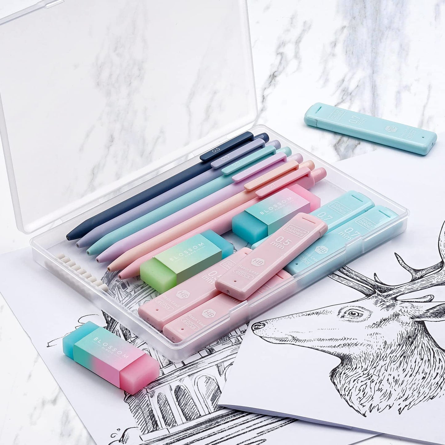 Four Candies Cute Mechanical Pencil Set, 6-Pack 0.5/0.7mm