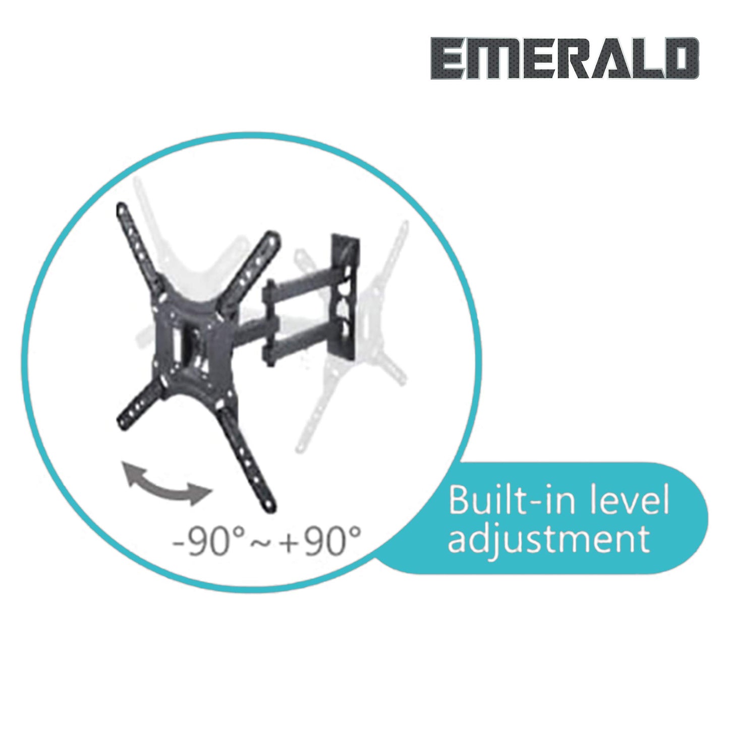 Emerald 8318 Full Motion TV Wall Mount which Pannels, Articulates and Tilts - for Flat and Curved TVs 17-55 inches,