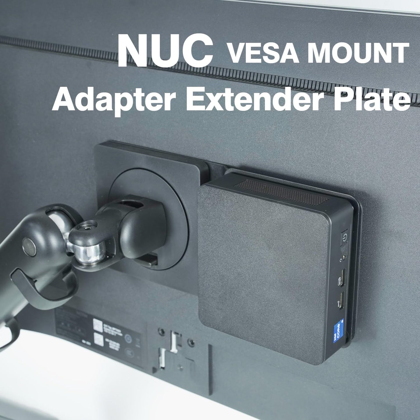Monzlteck VESA Mount Adapter Plate for Mac mini M4 & NUC - Universal Extension Bracket for Mini PCs, Fits 75x75mm & 100x100mm VESA Monitor Arms