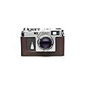 S3 Film Camera Case, BolinUS Handmade Genuine Real Leather Half Camera Case Bag Cover for Nikon S3 Film Camera with Hand Strap (Coffee)