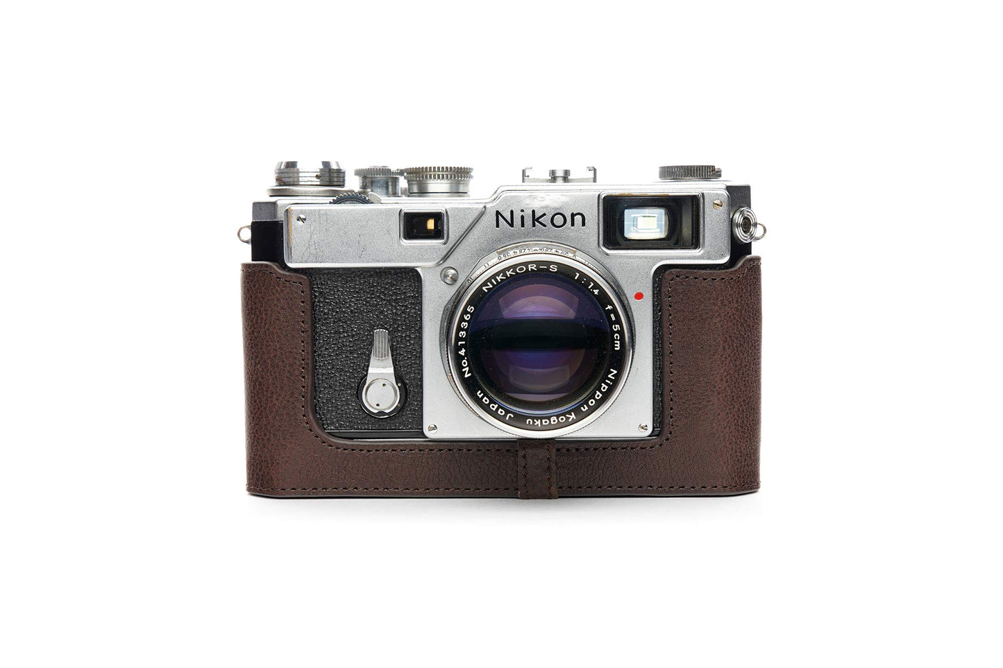 S3 Film Camera Case, BolinUS Handmade Genuine Real Leather Half Camera Case Bag Cover for Nikon S3 Film Camera with Hand Strap (Coffee)