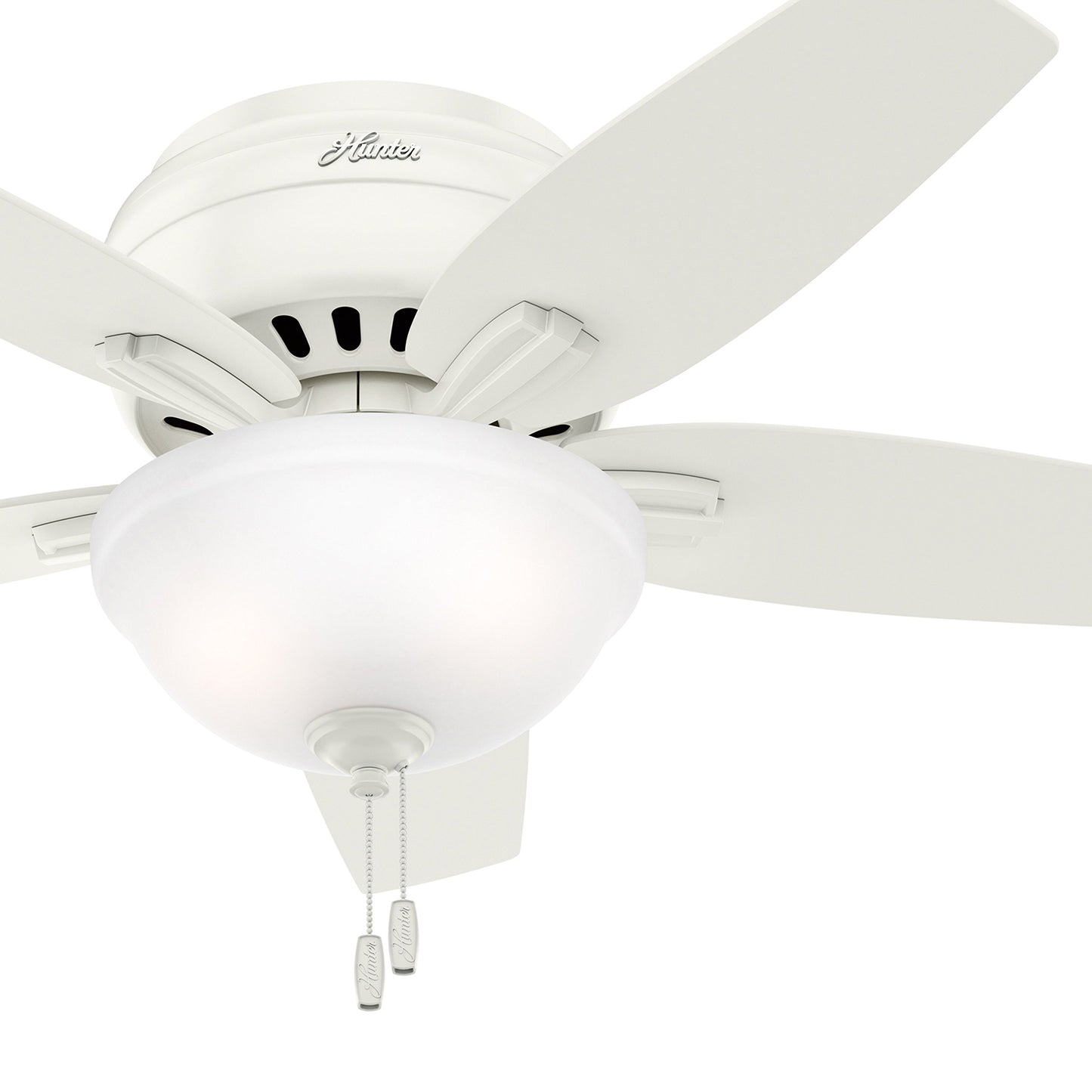 Hunter Fan 42in Low Profile Ceiling Fan in Fresh White with Clear Frosted Glass Light Kit, 5 Blade (Renewed)