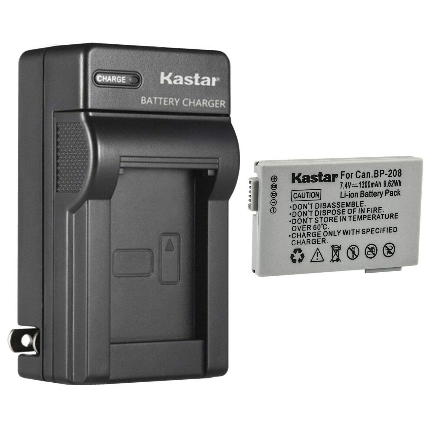 Kastar 1-Pack Battery and AC Wall Charger Replacement for Canon DC201, DC210, DC211, DC220, DC230, iViS DC22, iViS DC50, iViS DC200, Elura 100