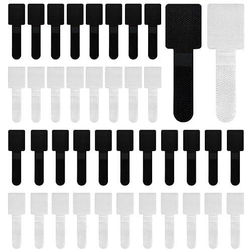 40-Pack Self-Adhesive Hook and Loop Cable Ties - Adjustable Sticky-Back Cord Organizer Straps for Home, Office & Workshop