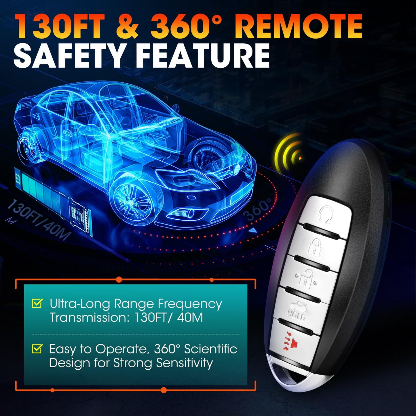 Autel MaxiIM IKEY Programmable Car Key, IKEYNS005AL Key Fob Replacement for Nissan, 5 Buttons Blank Key Work with Autel KM100(X) IM508S IM608S II