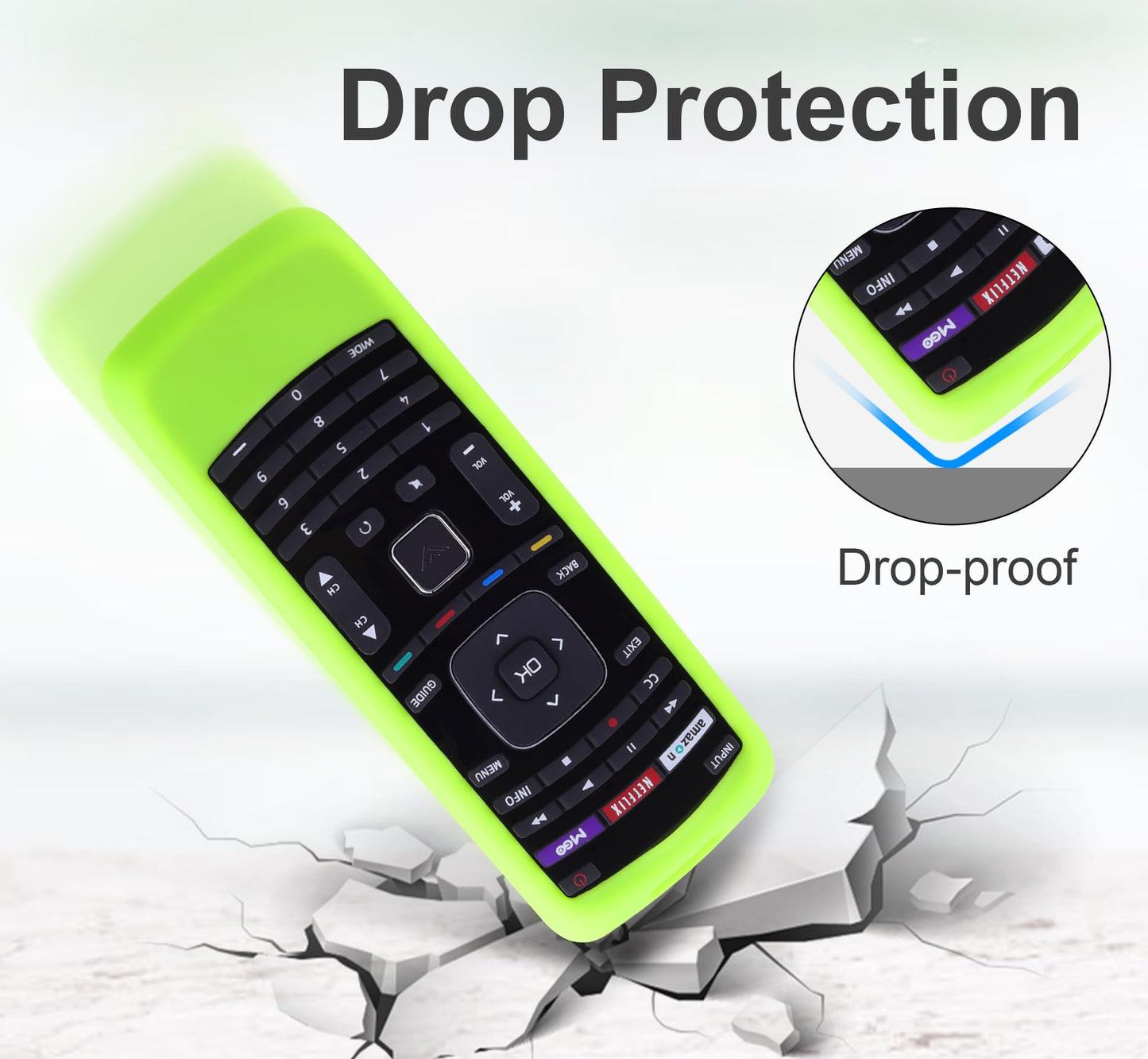JCMOYUTY for Vizio Universal Remote Cover, Silicone Remote Case Glow Green