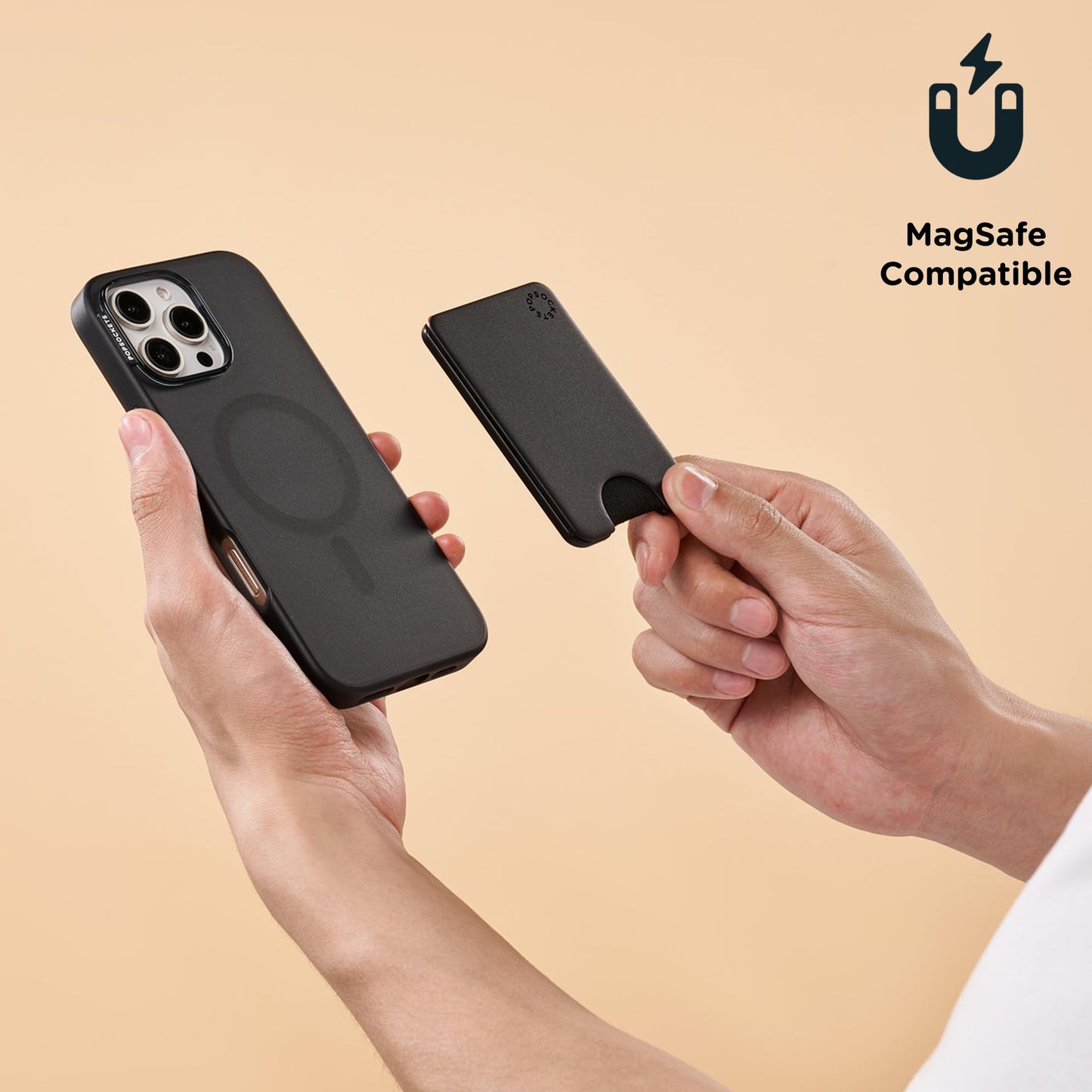 PopSockets Phone Wallet for MagSafe, Phone Card Holder without Grip - Black