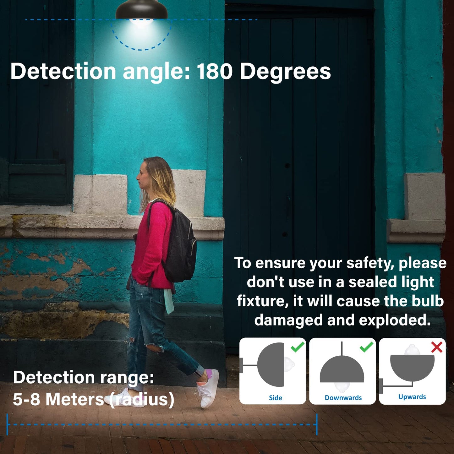 Aluxcia E26 PIR Motion Sensor LED Bulb, E26 Medium Base Motion Detector Light Dusk to Dawn Auto On/Off LED Night Light for Yard, Stairs, Garden