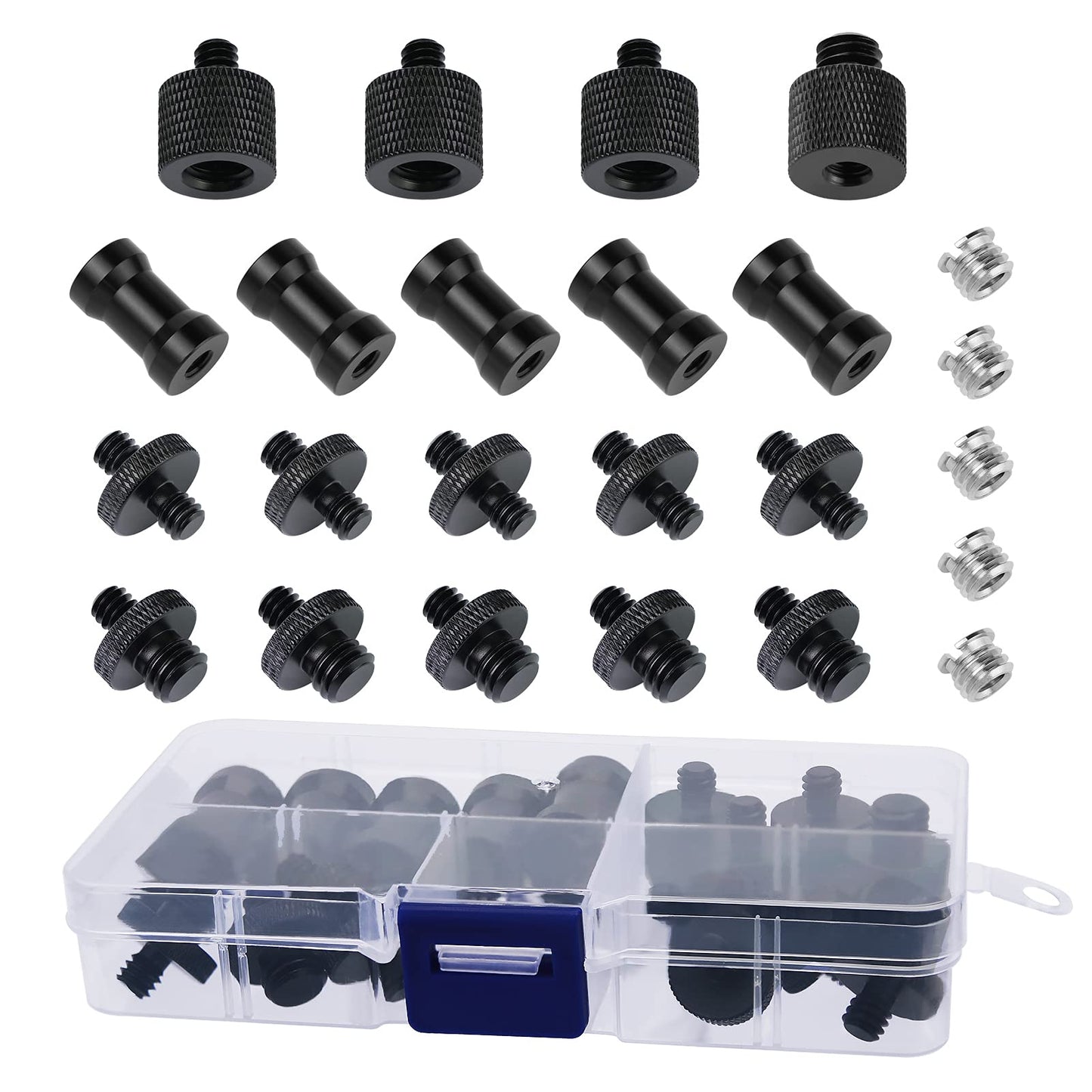 Frgyee 24 Pcs Camera Screw Adapter Set - 1/4 to 3/8 Tripod Mount Converter for Camera, Monopod, Ballhead, Flash Light Stand