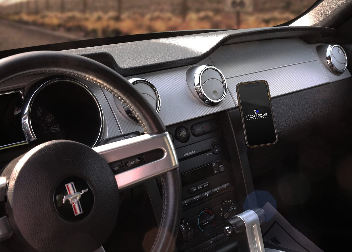 Course Motorsports Direct Fit Phone Mount: Ford Mustang, Mustang GT, GT-500, Boss 302, Cobra Jet (2005-2009) Magsafe Head - Non Charging Right