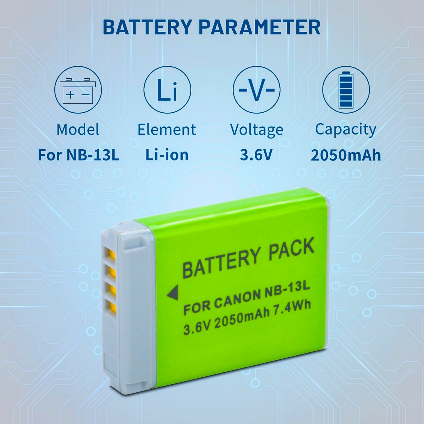 2-Pack NB-13L Battery with USB-C Dual Charger Compatible with Canon PowerShot G7 X Mark II, G7 X, G1 X Mark III, G5 X, G5X Mark II, G9 X, G9 X Mark