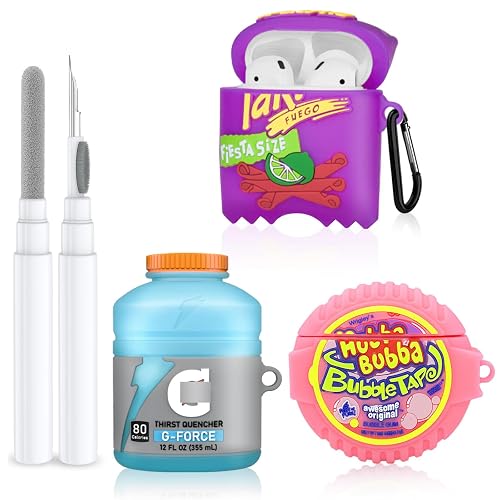 Cute Cases for Airpod 2/1 with Cleaner kit,3D Kawaii Silicone Airpod Case Cartoon Food Funny Protective Cover Accessories for Airpod 1&2 Gen Charging