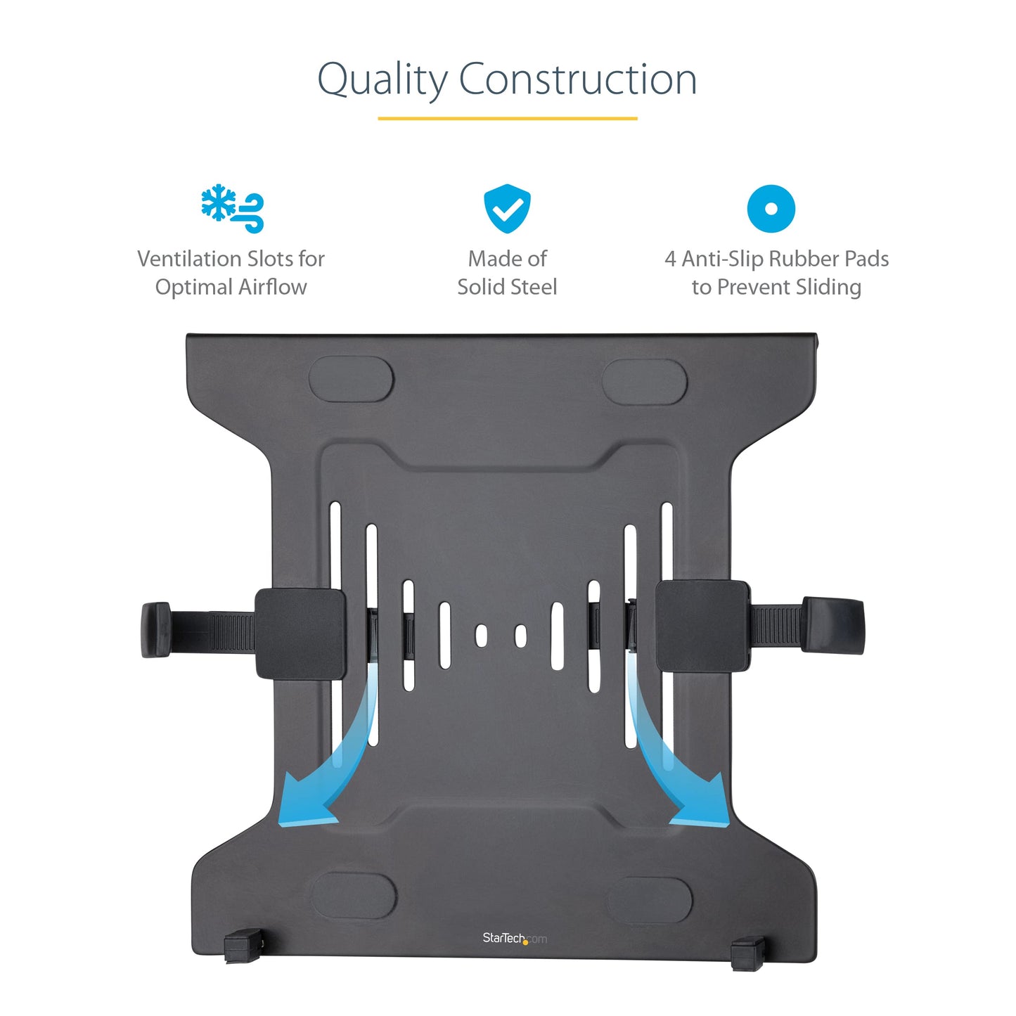 StarTech.com VESA Laptop Tray - Adjustable Monitor Arm Laptop Tray Secures Notebooks (4.5kg / 9.9lb) - 75x75 & 100x100 VESA Mount Holes - Ventilated