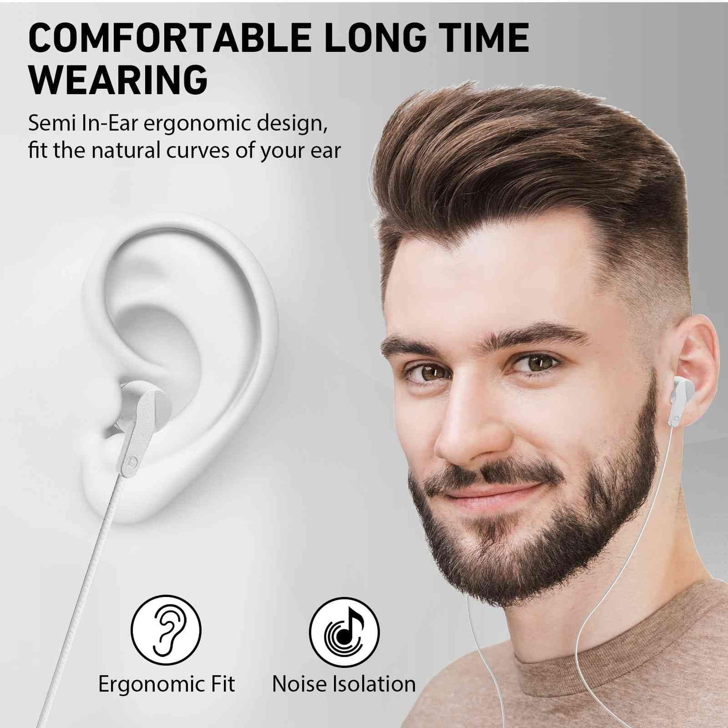 UrbanX R2 Wired in-Ear Headphones with Mic for Xiaomi Redmi Note 9 with Tangle-Free Cord, Noise Isolating Earphones, Deep Bass, in-Ear Bud Silicone…